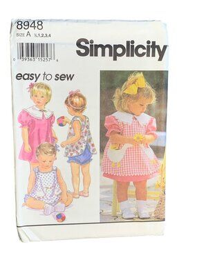 Simplicity Girls Dress Pinafore Top Sewing Pattern Size 1/2 1 2 3 4 8948 Uncut